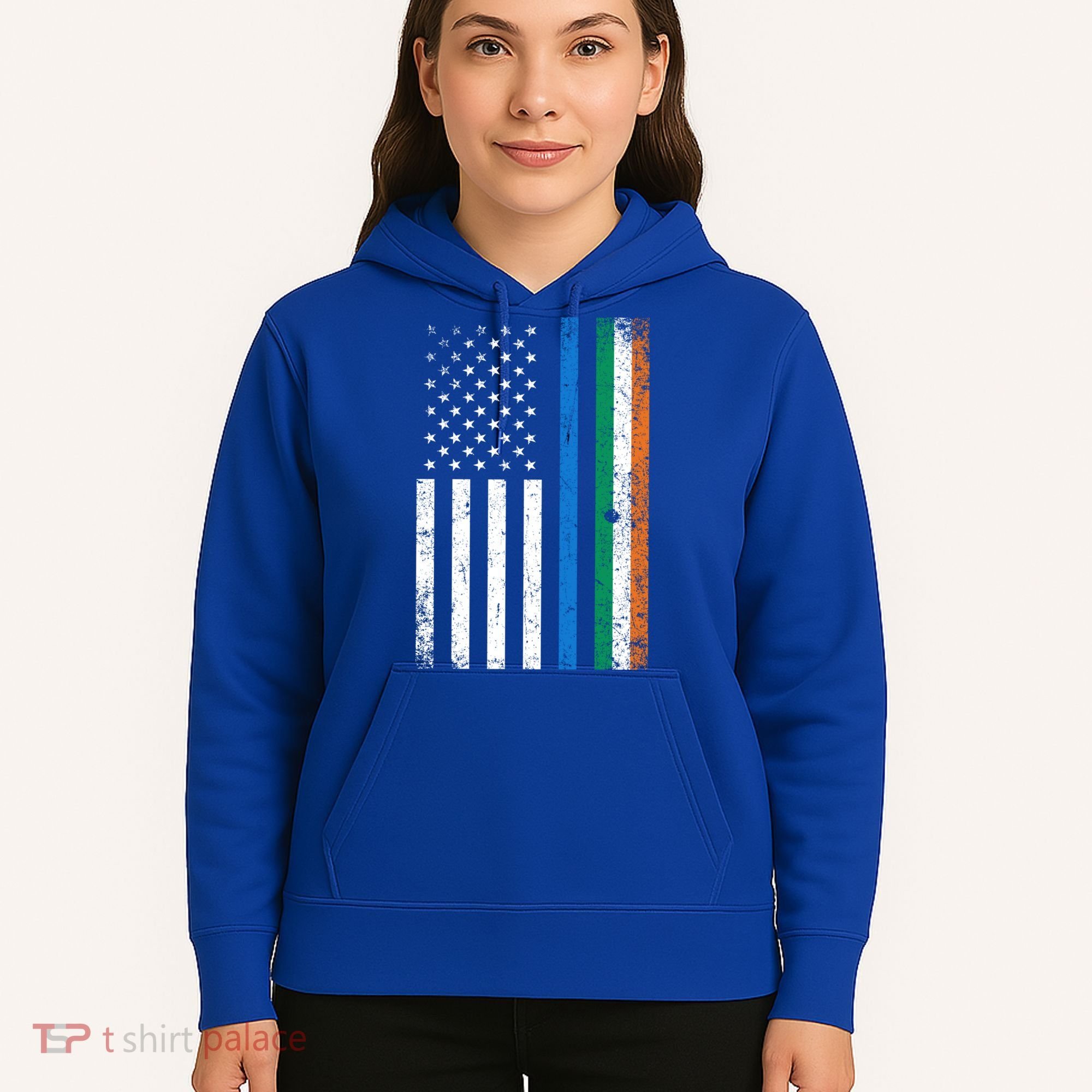 Thin Blue Line Irish American Flag Police Officer Cool Gift Hoodie