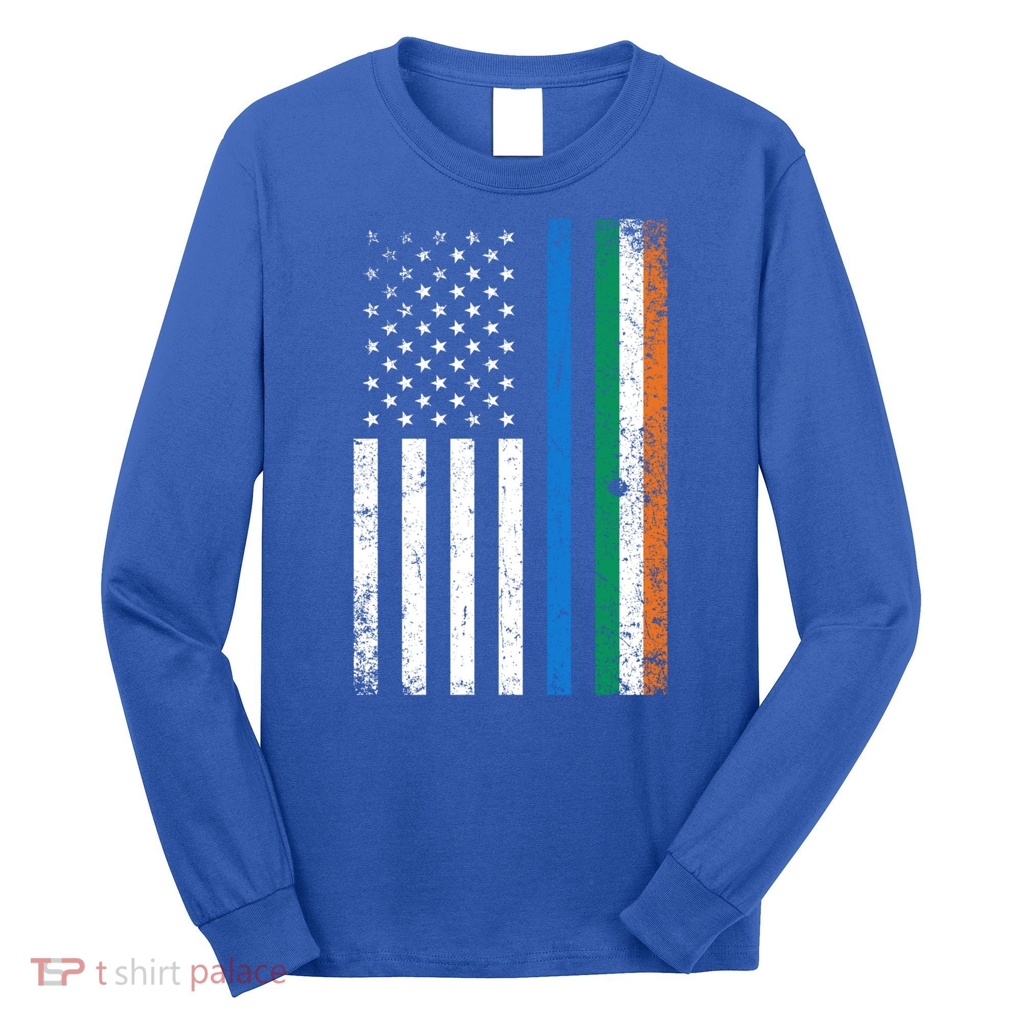 Thin Blue Line Irish American Flag Police Officer Cool Gift Long Sleeve Shirt