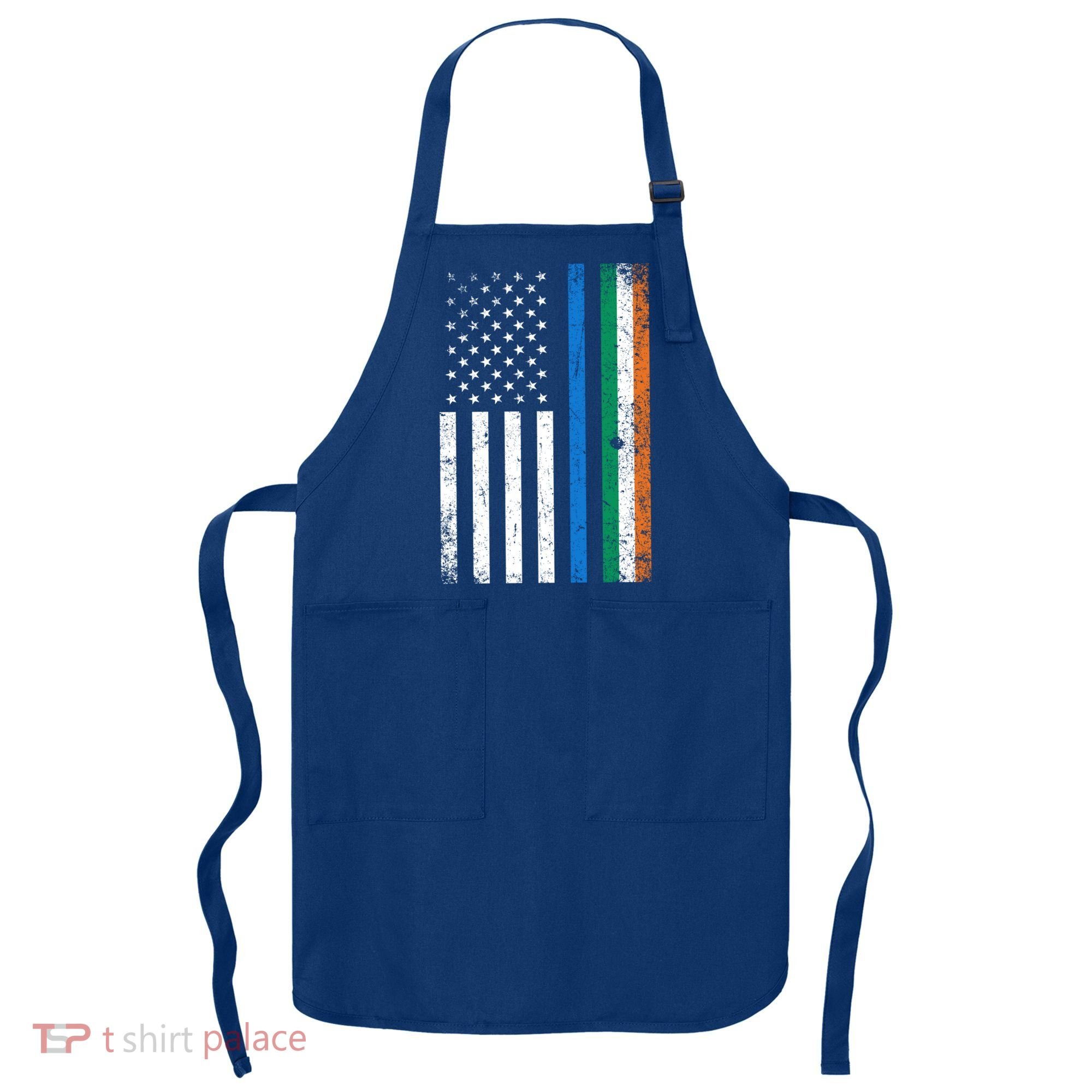 Thin Blue Line Irish American Flag Police Officer Cool Gift Apron