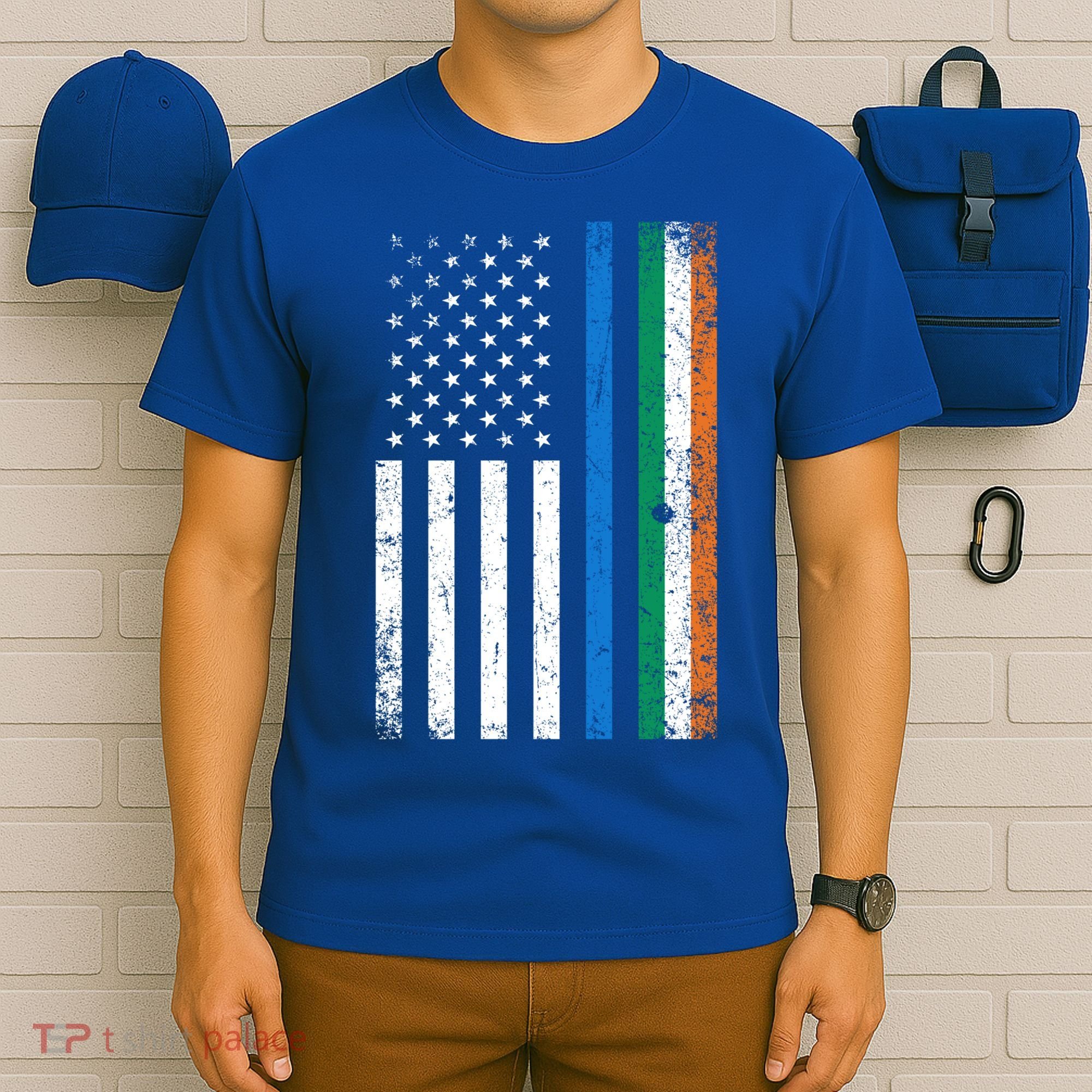 Thin Blue Line Irish American Flag Police Officer Cool Gift T-Shirt