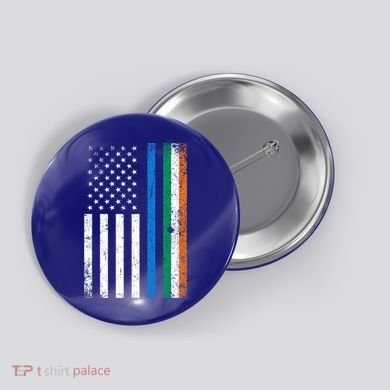 Thin Blue Line Irish American Flag Police Officer Cool Gift Button