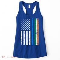 Thin Blue Line Irish American Flag Police Officer Cool Gift Women's Tank Top thumb 0