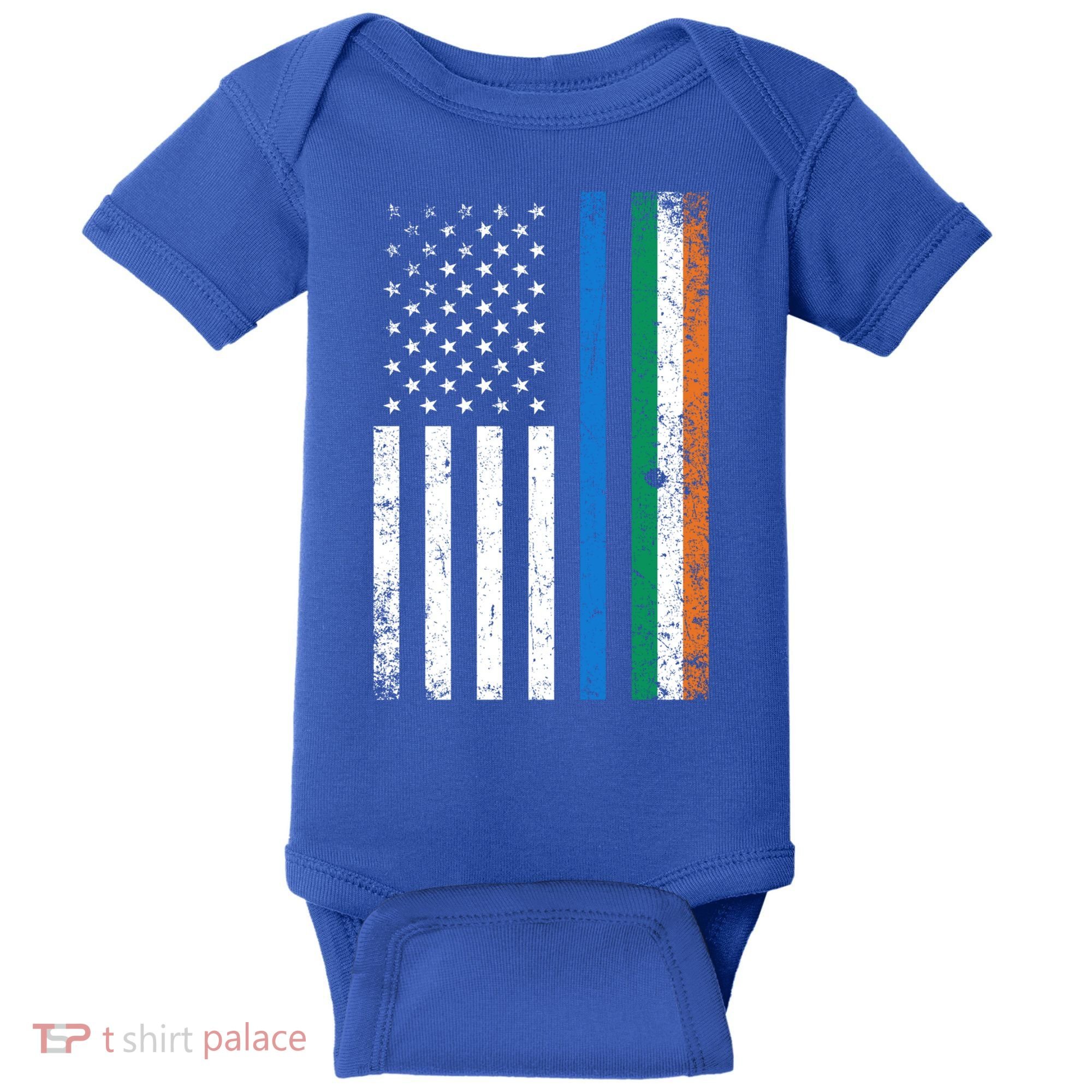 Thin Blue Line Irish American Flag Police Officer Cool Gift Baby Bodysuit