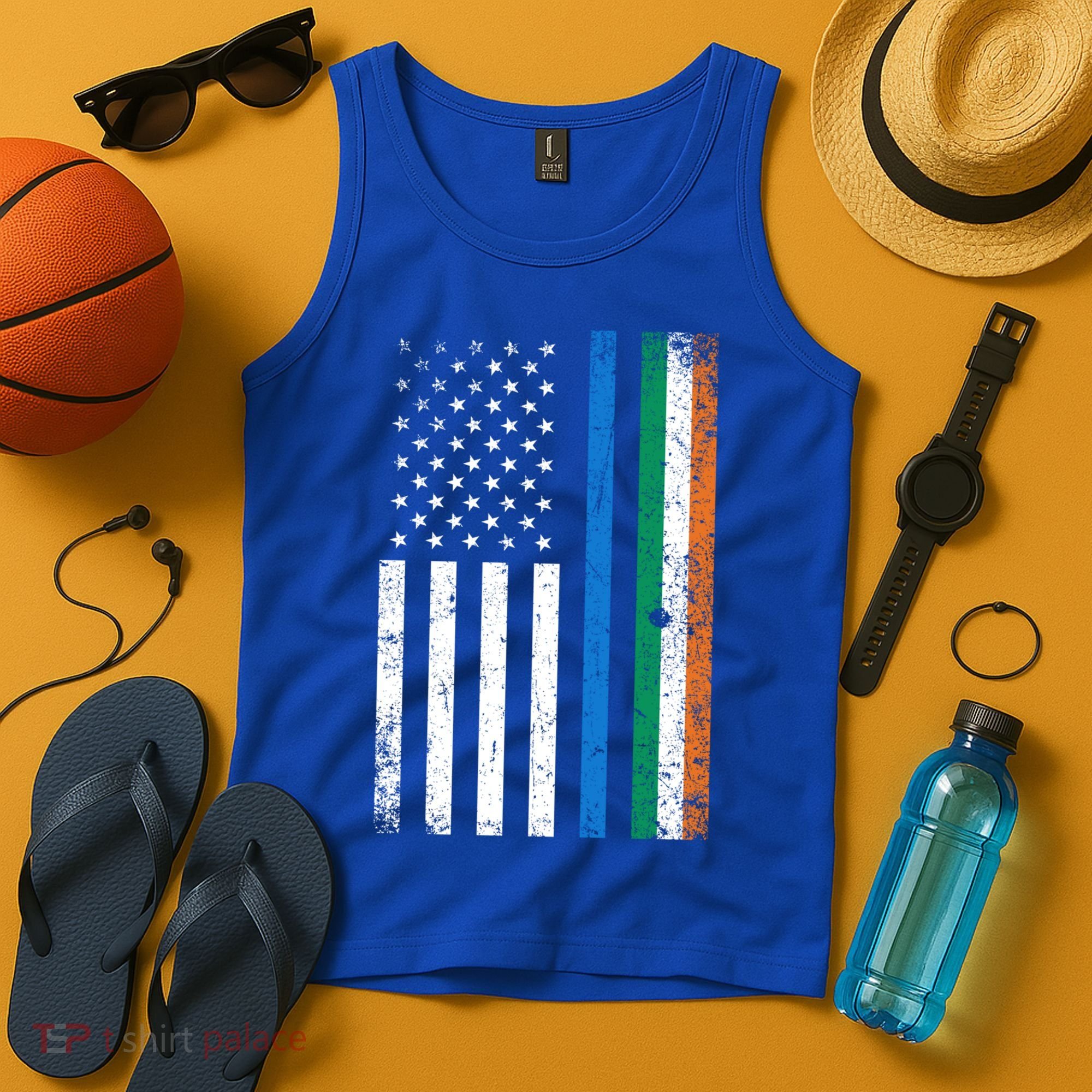 Thin Blue Line Irish American Flag Police Officer Cool Gift Tank Top