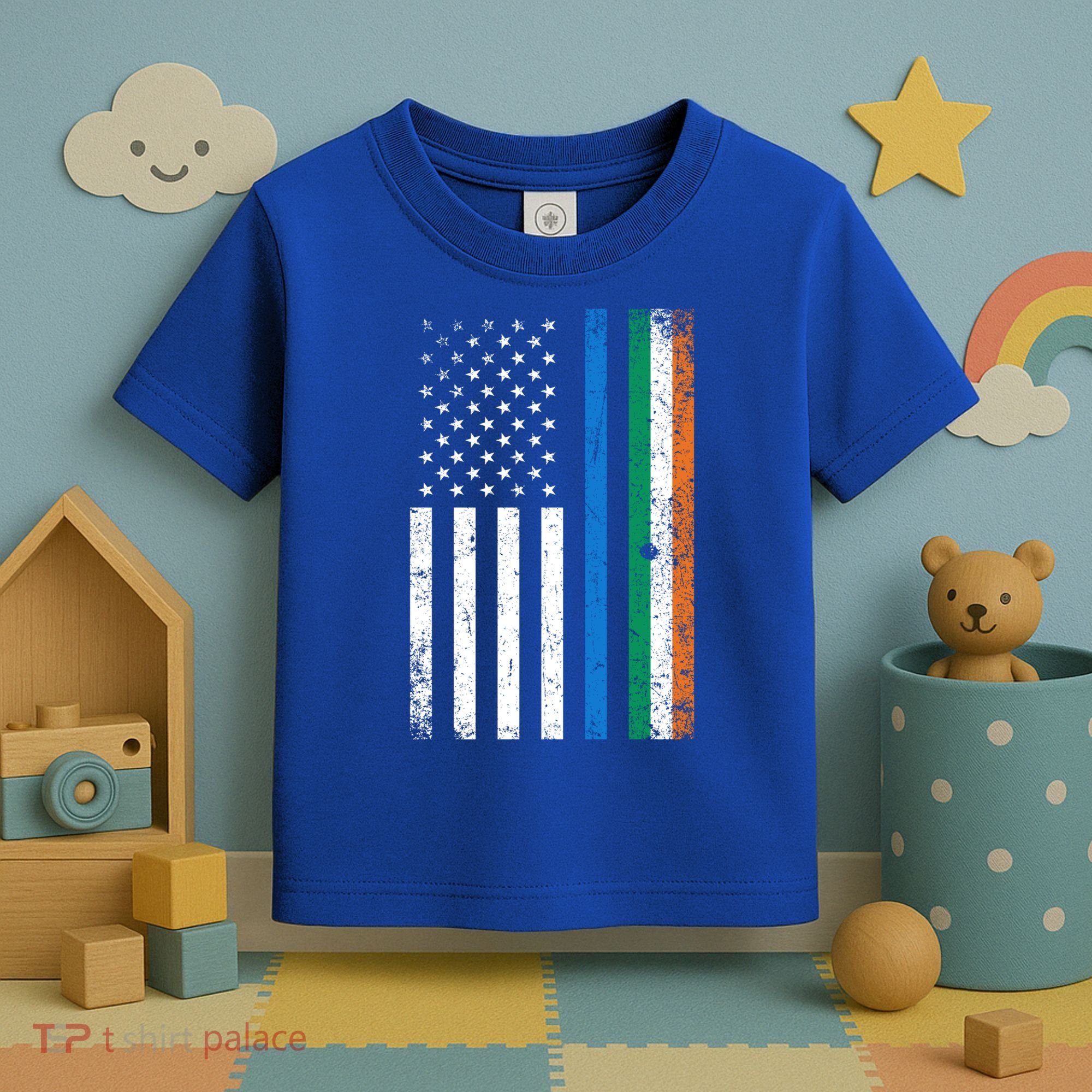 Thin Blue Line Irish American Flag Police Officer Cool Gift Toddler T-Shirt