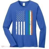 Thin Blue Line Irish American Flag Police Officer Cool Gift Women's Long Sleeve Shirt thumb 0