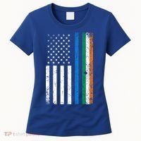 Thin Blue Line Irish American Flag Police Officer Cool Gift Women's T-Shirt thumb 0