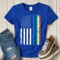 Thin Blue Line Irish American Flag Police Officer Cool Gift Women's T-Shirt thumb 3