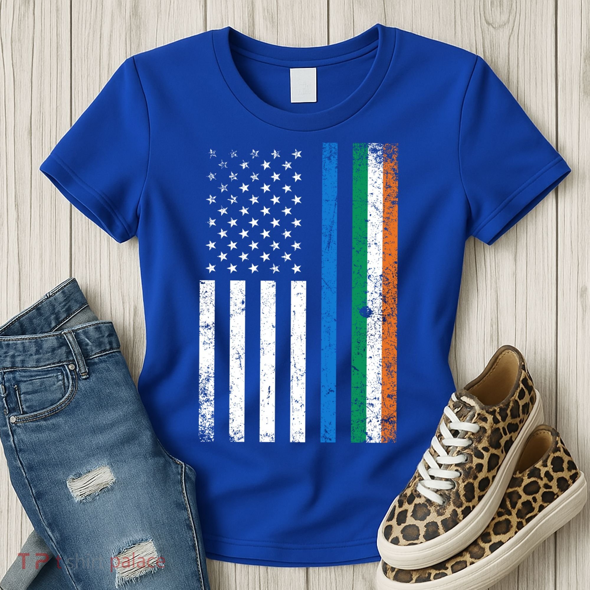 Thin Blue Line Irish American Flag Police Officer Cool Gift Women's T-Shirt