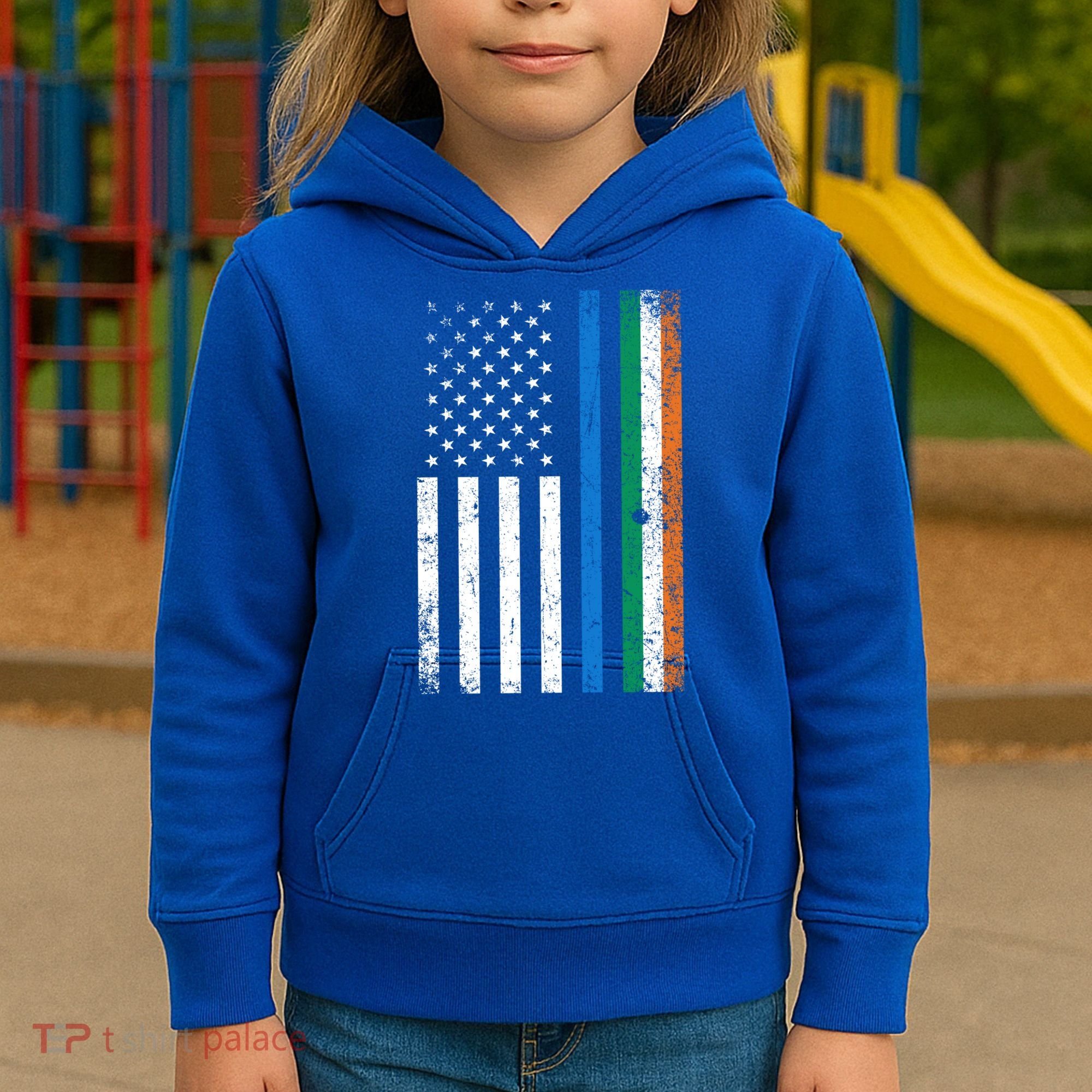 Thin Blue Line Irish American Flag Police Officer Cool Gift Kids Hoodie