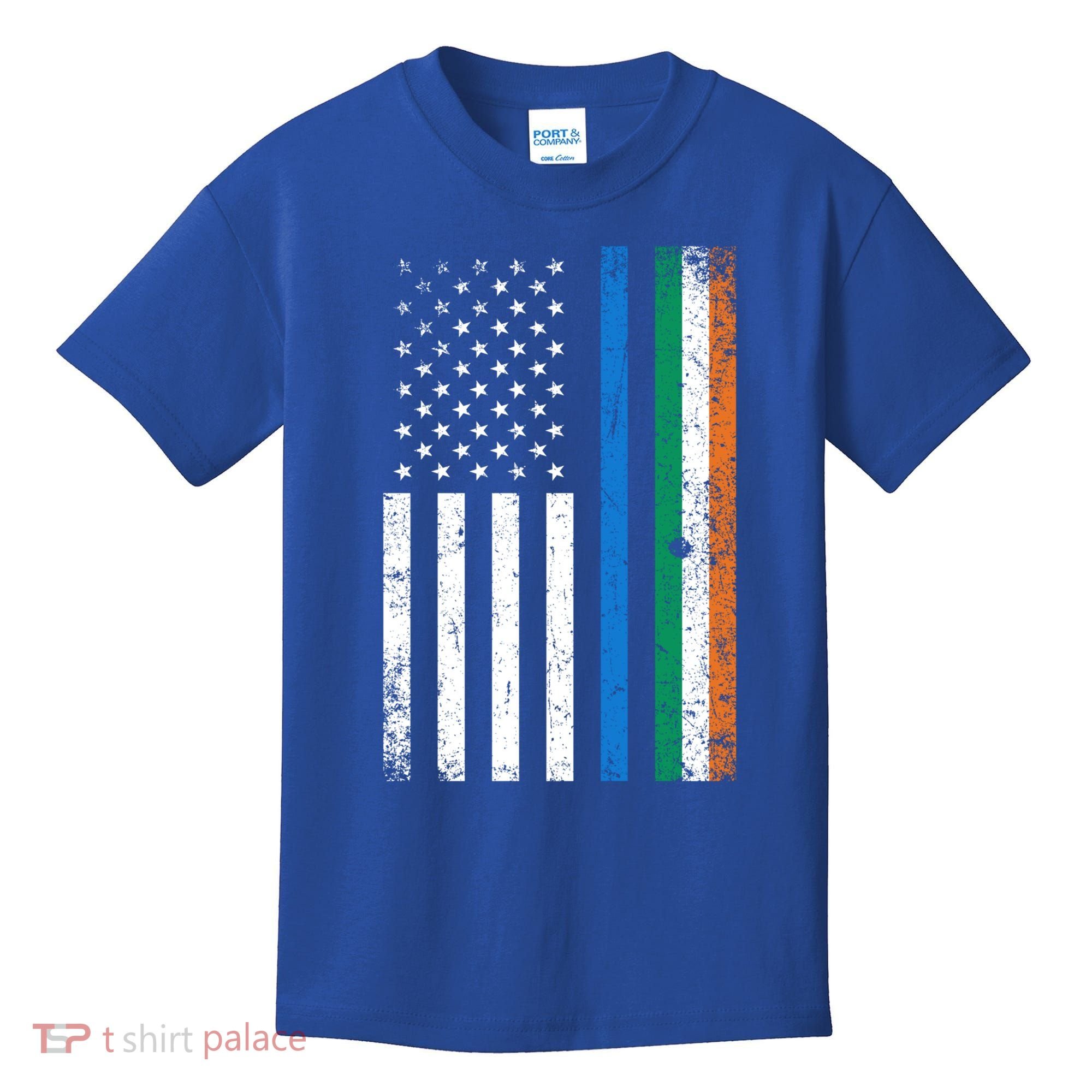 Thin Blue Line Irish American Flag Police Officer Cool Gift Kids T-Shirt
