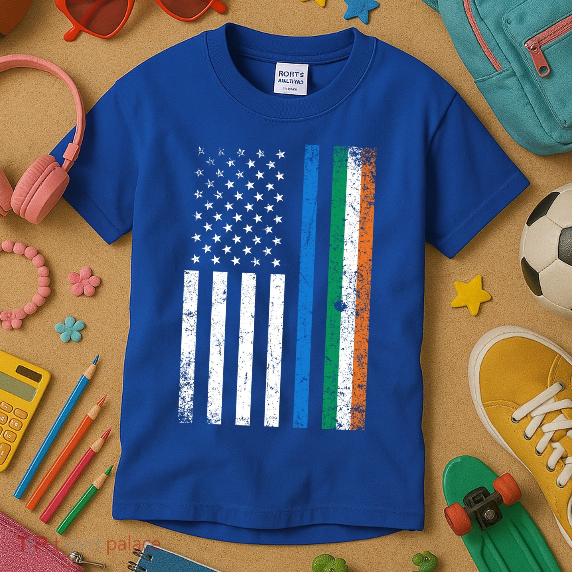 Thin Blue Line Irish American Flag Police Officer Cool Gift Kids T-Shirt