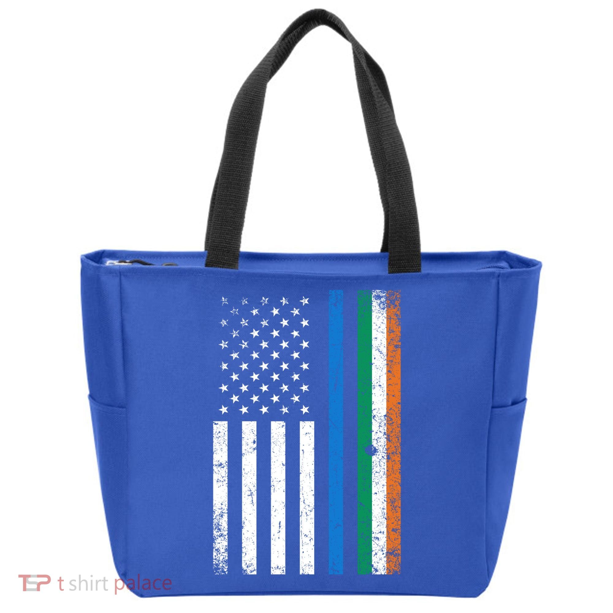 Thin Blue Line Irish American Flag Police Officer Cool Gift Tote Bag