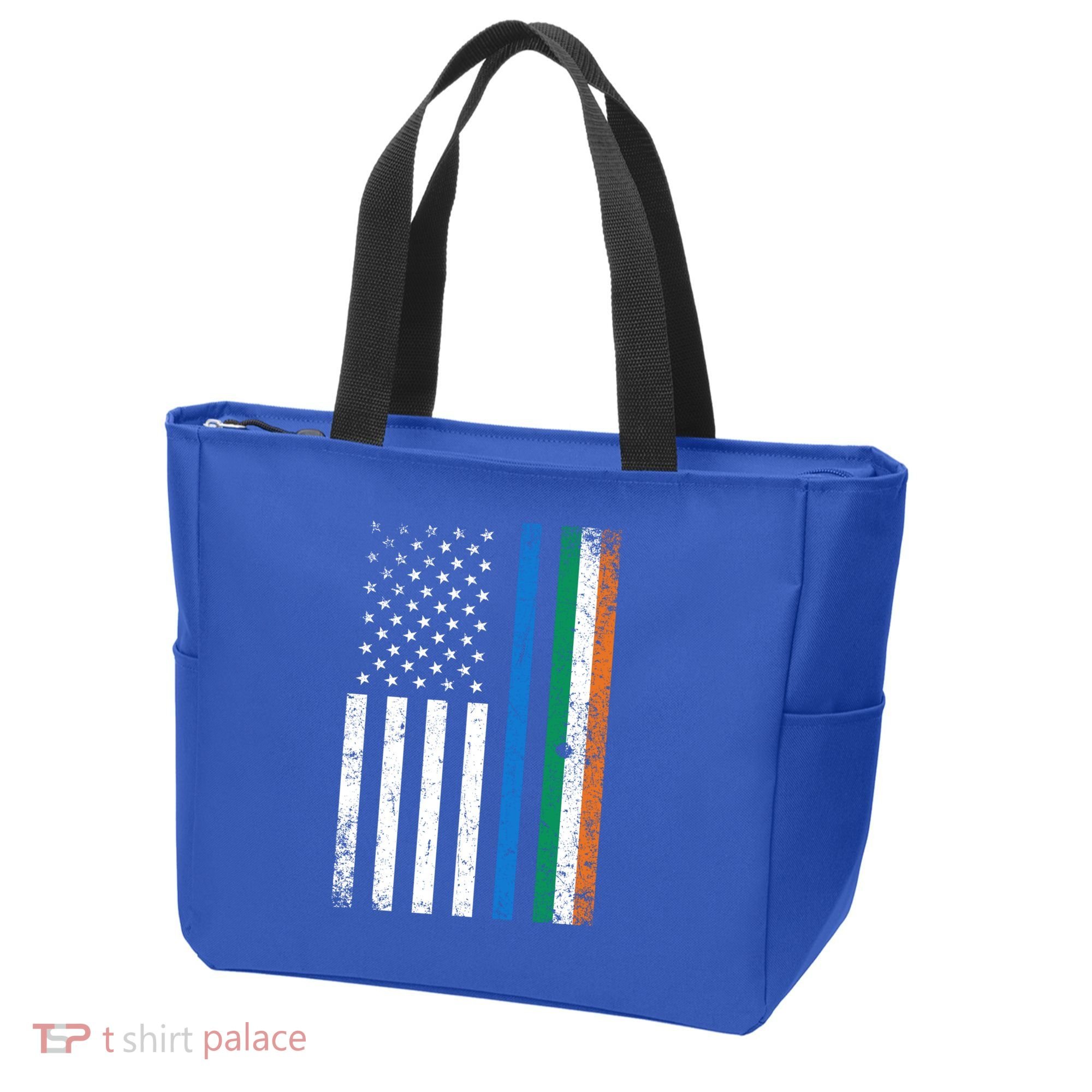 Thin Blue Line Irish American Flag Police Officer Cool Gift Tote Bag