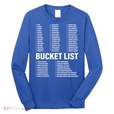 Travel Bucket List Of National Parks Family U S Check List Gift Long Sleeve Shirt