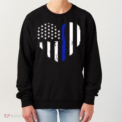 Thin Blue Line Heart Flag Police Officer Support Gift Women's Sweatshirt