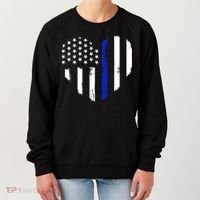 Thin Blue Line Heart Flag Police Officer Support Gift Women's Sweatshirt thumb 0