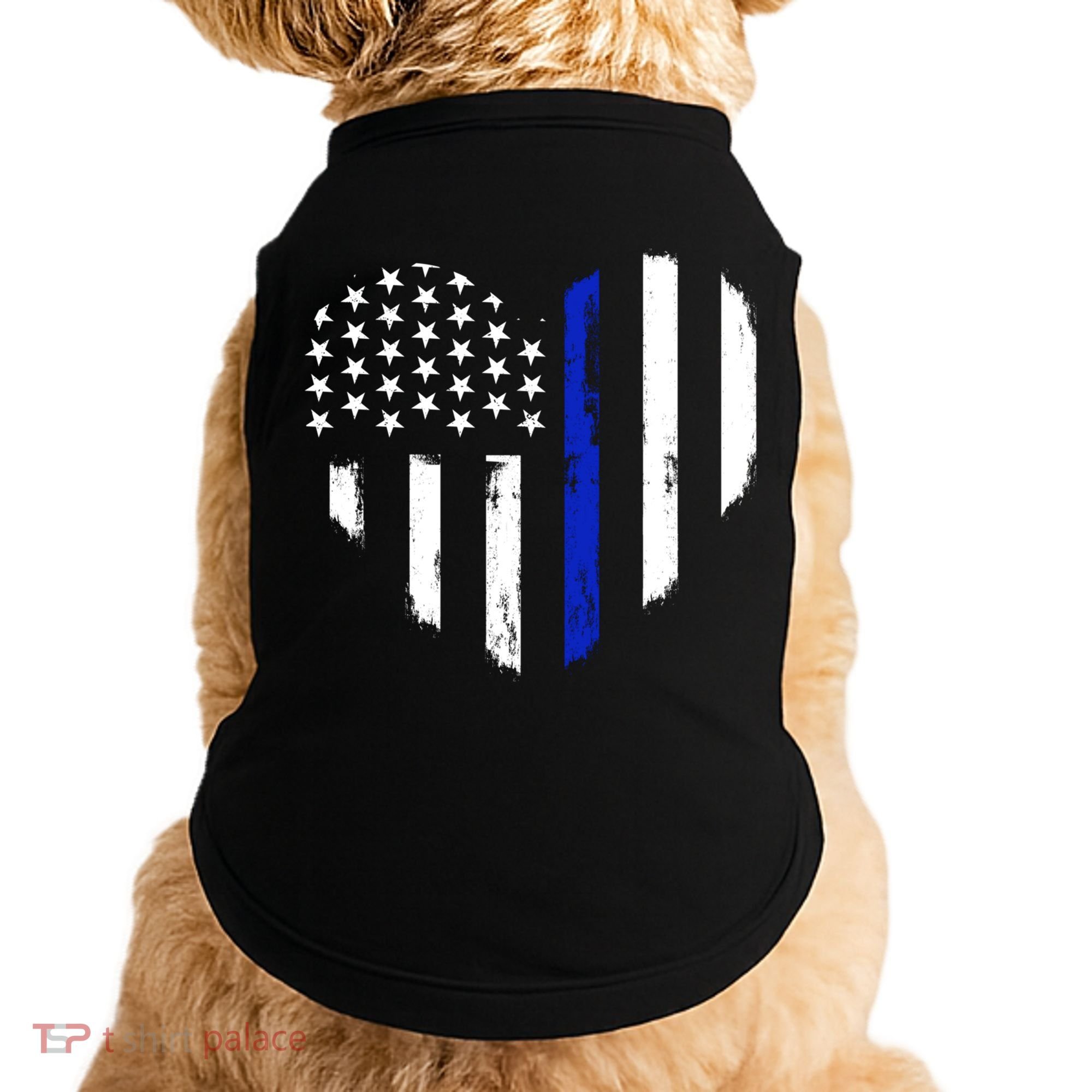 Thin Blue Line Heart Flag Police Officer Support Gift Doggie Tank