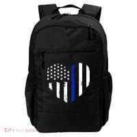 Thin Blue Line Heart Flag Police Officer Support Gift Backpack thumb 0