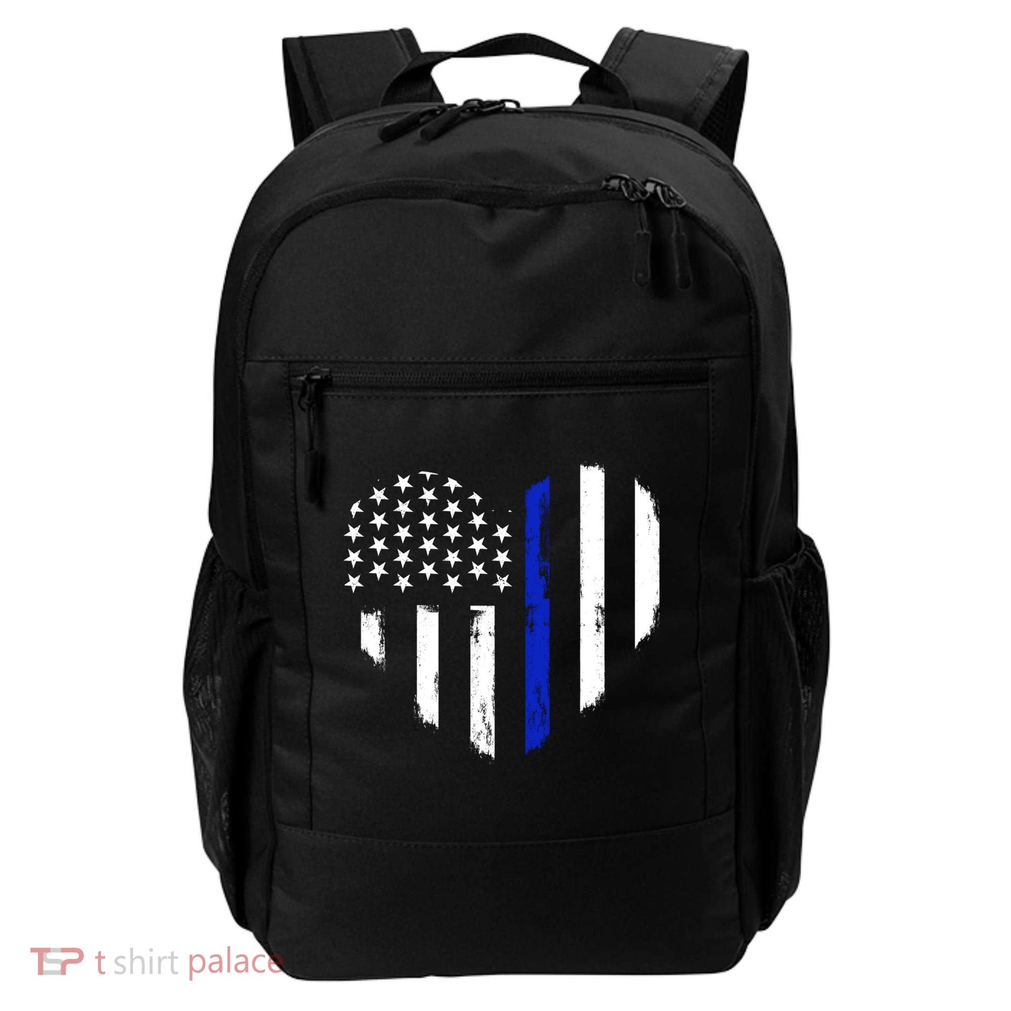 Thin Blue Line Heart Flag Police Officer Support Gift Backpack