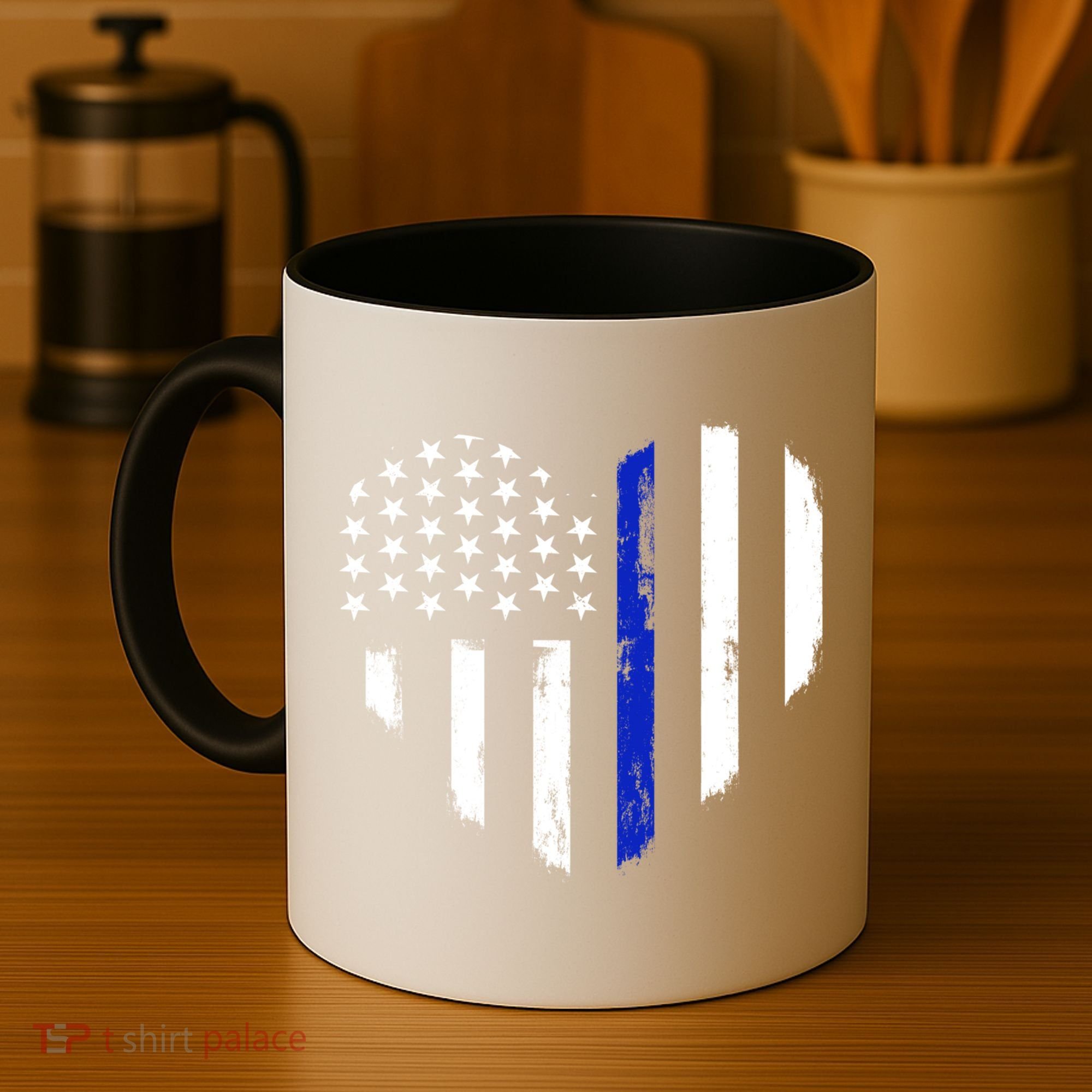 Thin Blue Line Heart Flag Police Officer Support Gift Coffee Mug