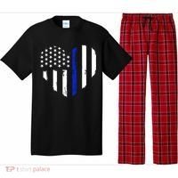 Thin Blue Line Heart Flag Police Officer Support Gift Pajama Set thumb 0