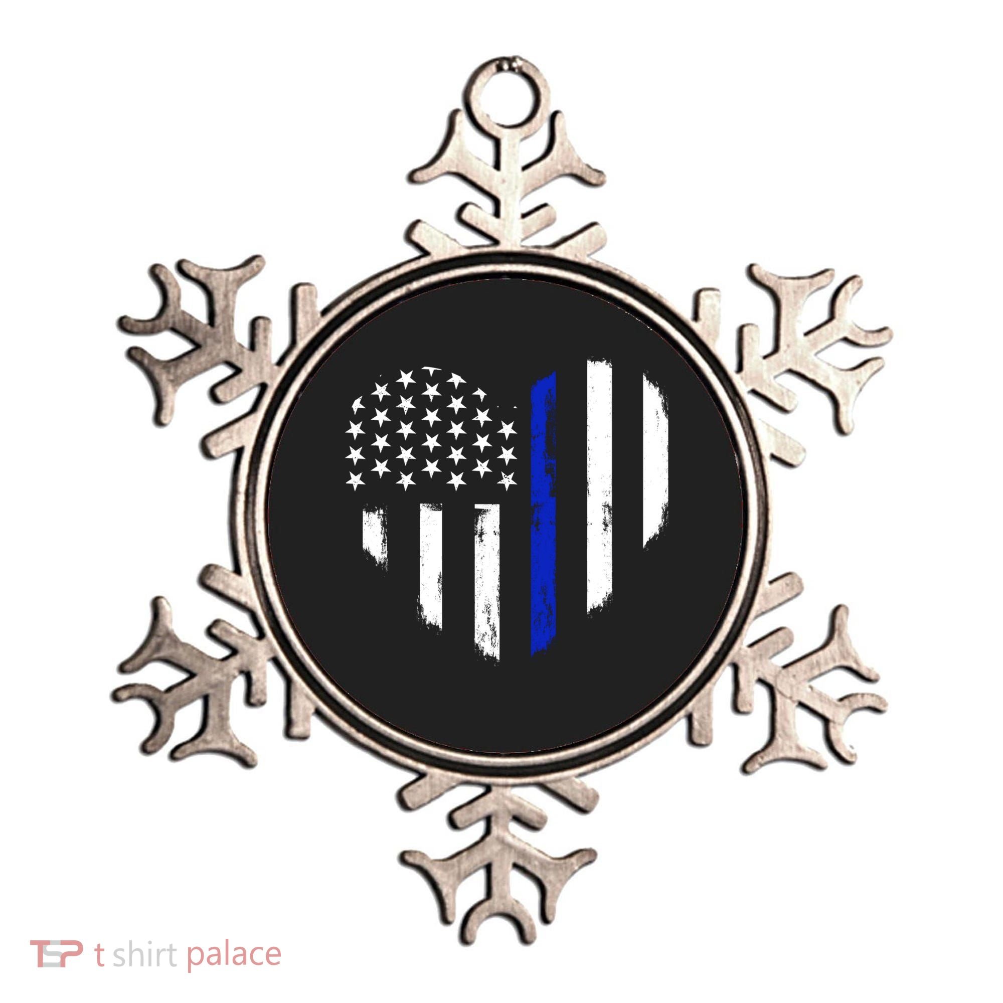 Thin Blue Line Heart Flag Police Officer Support Gift Ornament