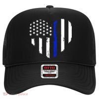 Thin Blue Line Heart Flag Police Officer Support Gift Hat thumb 0