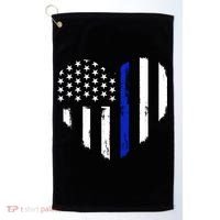 Thin Blue Line Heart Flag Police Officer Support Gift Golf Towel thumb 0