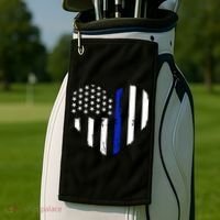 Thin Blue Line Heart Flag Police Officer Support Gift Golf Towel thumb 2