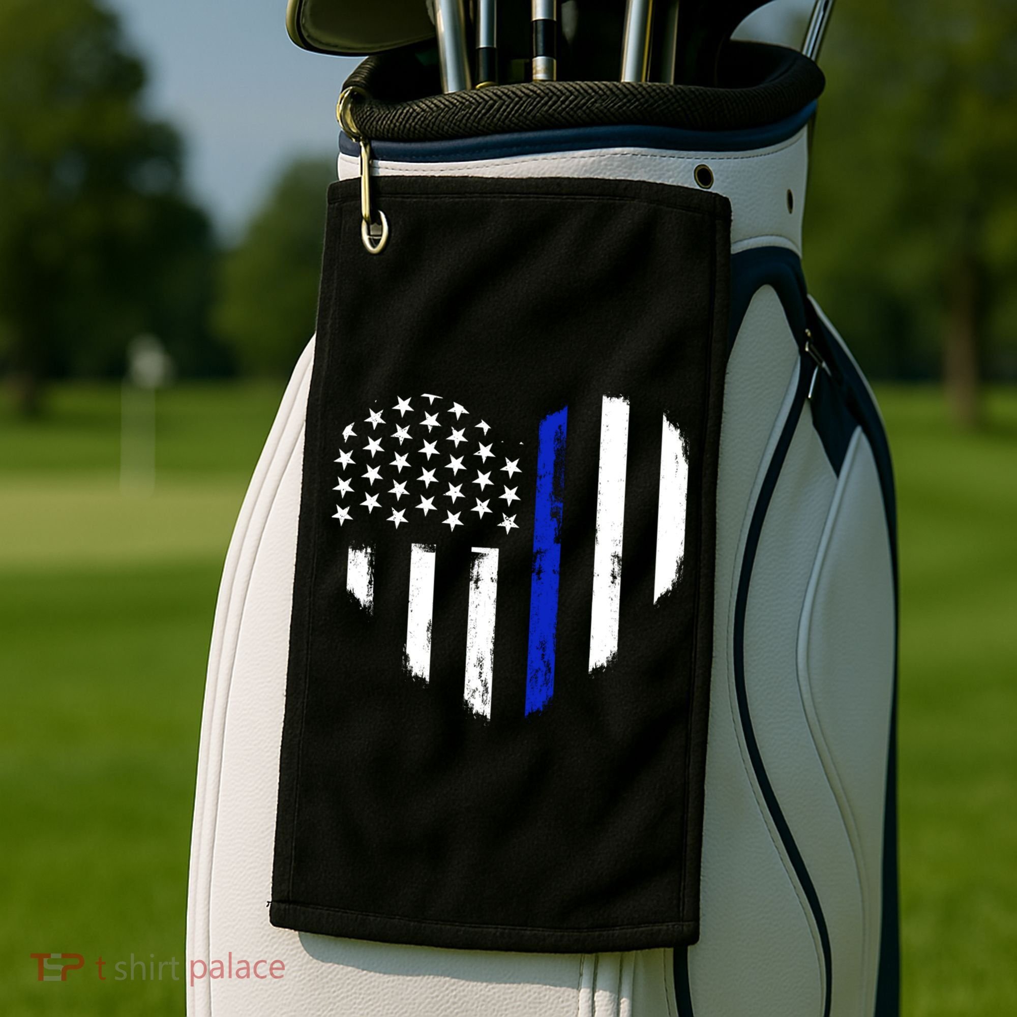 Thin Blue Line Heart Flag Police Officer Support Gift Golf Towel
