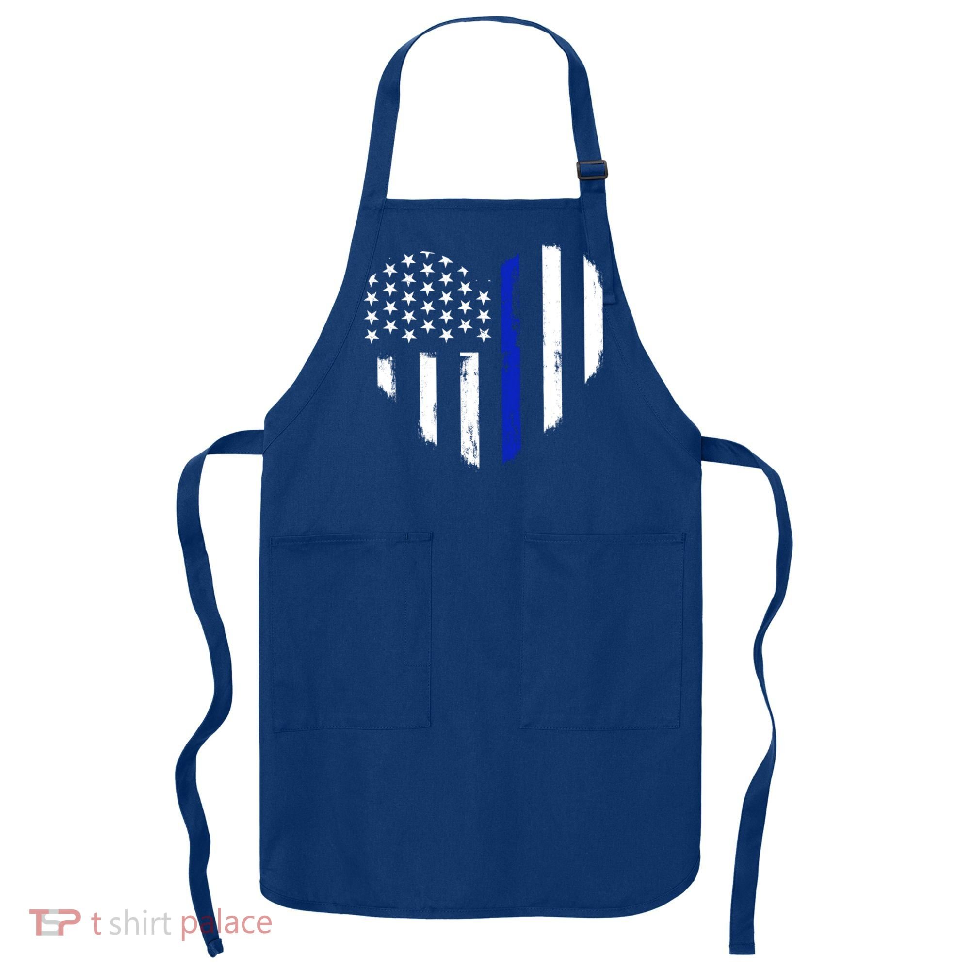 Thin Blue Line Heart Flag Police Officer Support Gift Apron