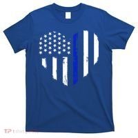 Thin Blue Line Heart Flag Police Officer Support Gift T-Shirt thumb 0