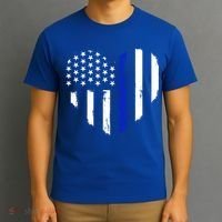 Thin Blue Line Heart Flag Police Officer Support Gift T-Shirt thumb 3