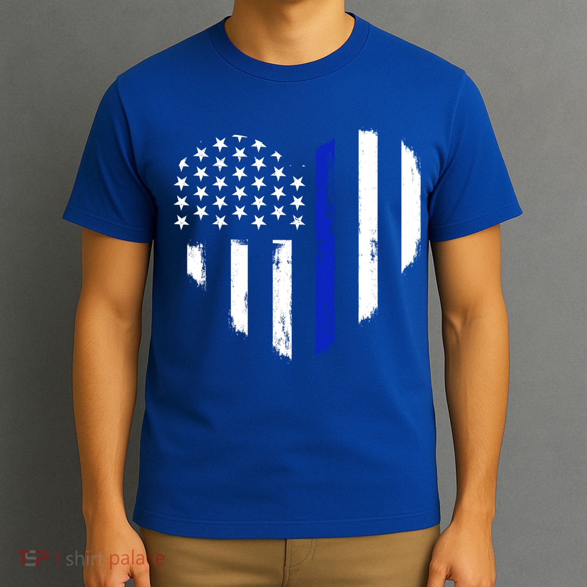 Thin Blue Line Heart Flag Police Officer Support Gift T-Shirt