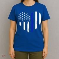 Thin Blue Line Heart Flag Police Officer Support Gift T-Shirt thumb 4