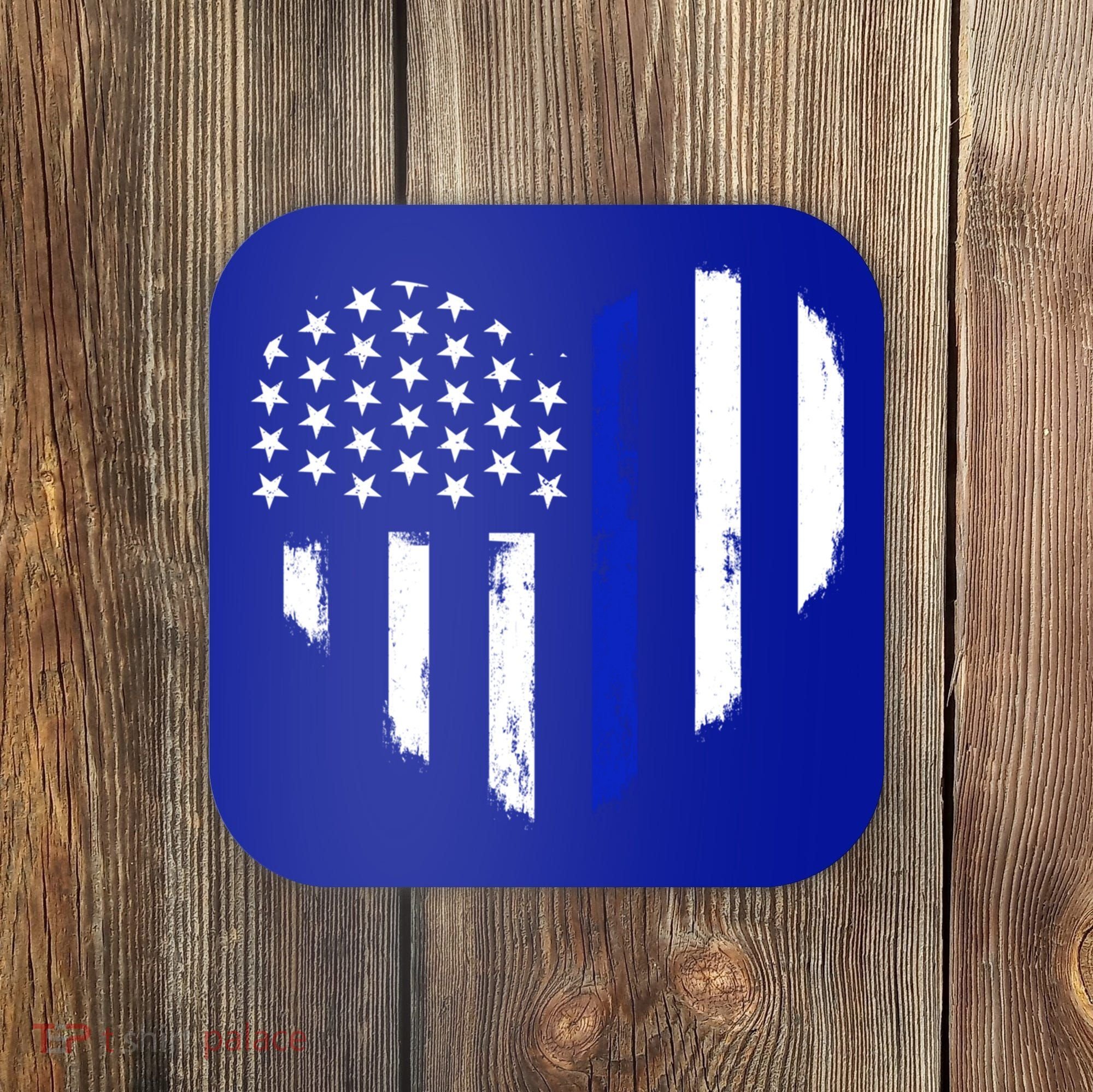 Thin Blue Line Heart Flag Police Officer Support Gift Coaster