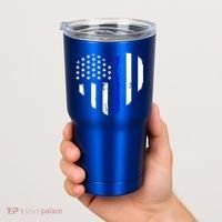 Thin Blue Line Heart Flag Police Officer Support Gift Tumbler thumb 2
