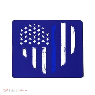 Thin Blue Line Heart Flag Police Officer Support Gift Mousepad