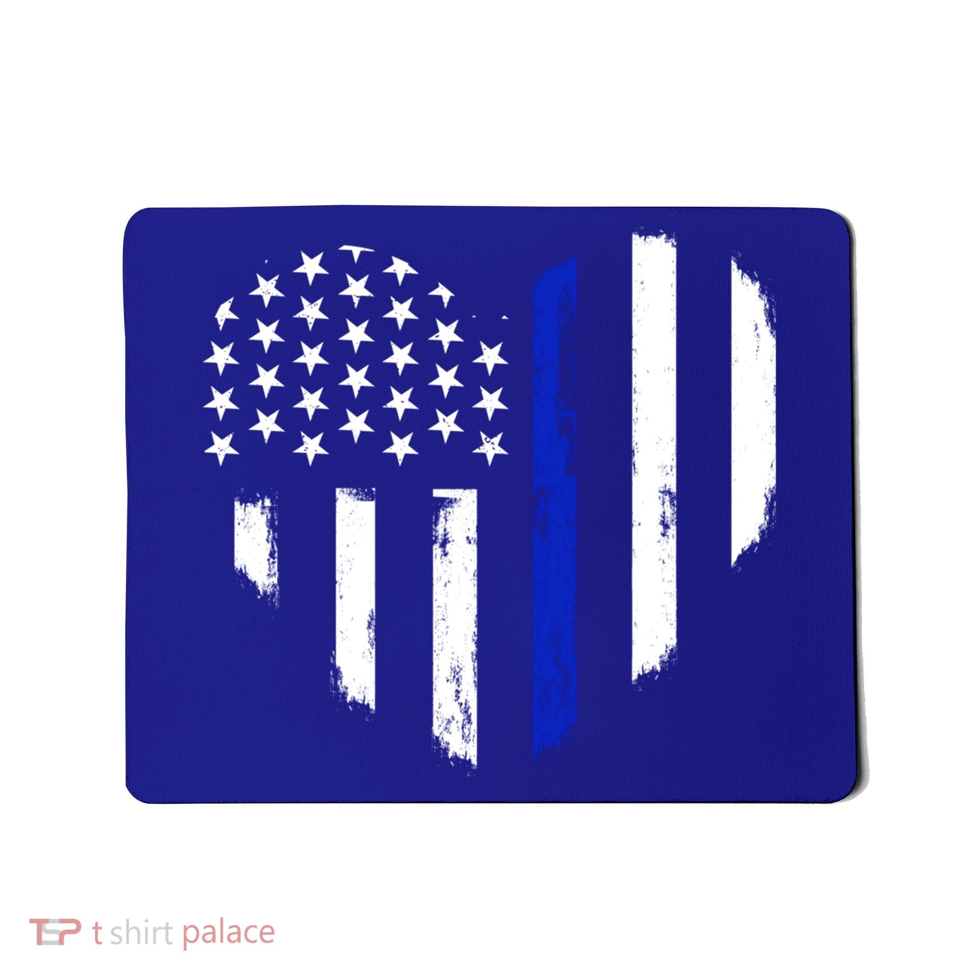 Thin Blue Line Heart Flag Police Officer Support Gift Mousepad