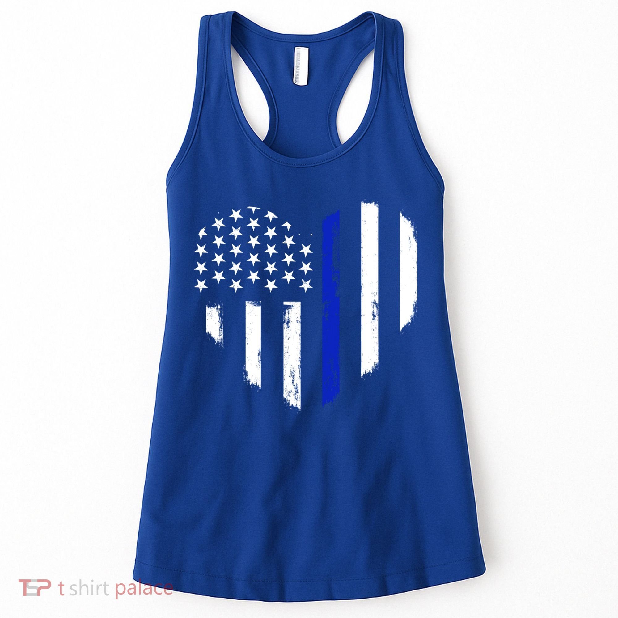 Thin Blue Line Heart Flag Police Officer Support Gift Women's Tank Top