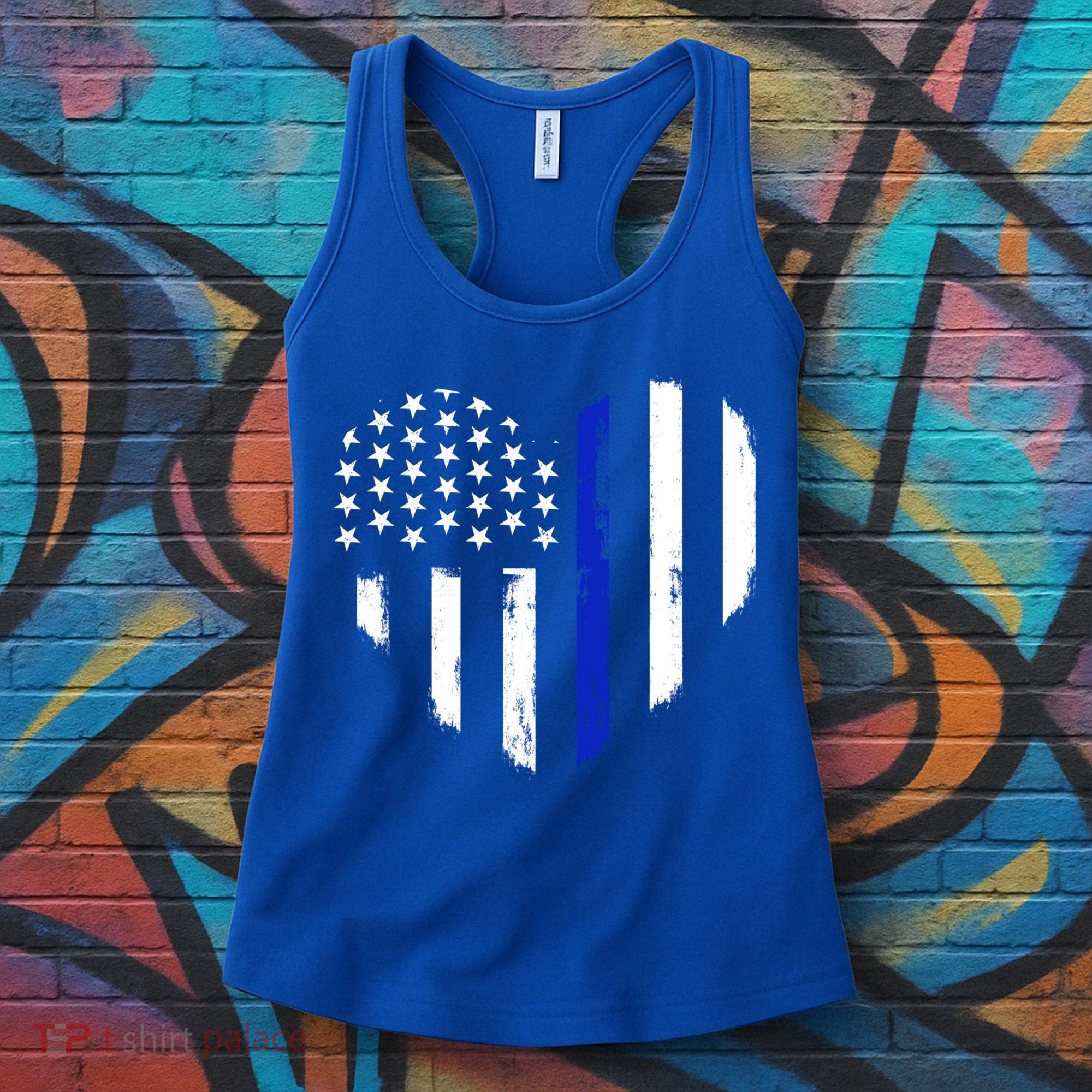 Thin Blue Line Heart Flag Police Officer Support Gift Women's Tank Top