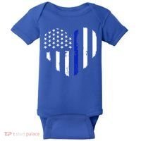 Thin Blue Line Heart Flag Police Officer Support Gift Baby Bodysuit thumb 0