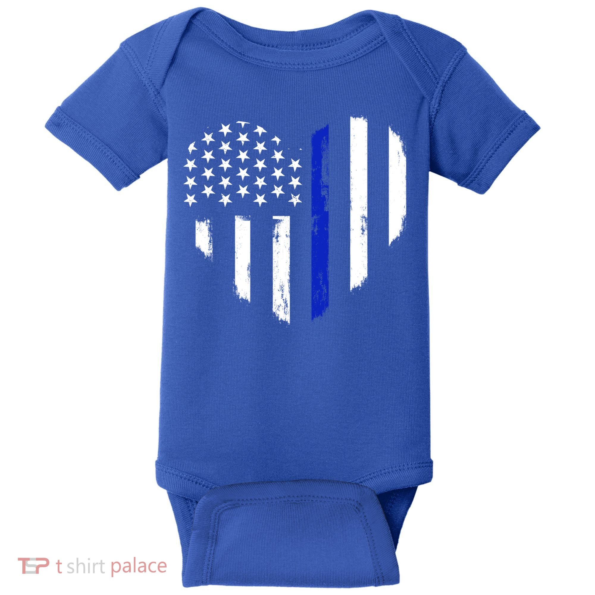 Thin Blue Line Heart Flag Police Officer Support Gift Baby Bodysuit