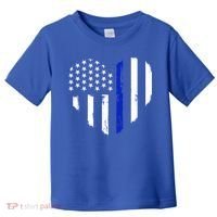 Thin Blue Line Heart Flag Police Officer Support Gift Toddler T-Shirt thumb 0