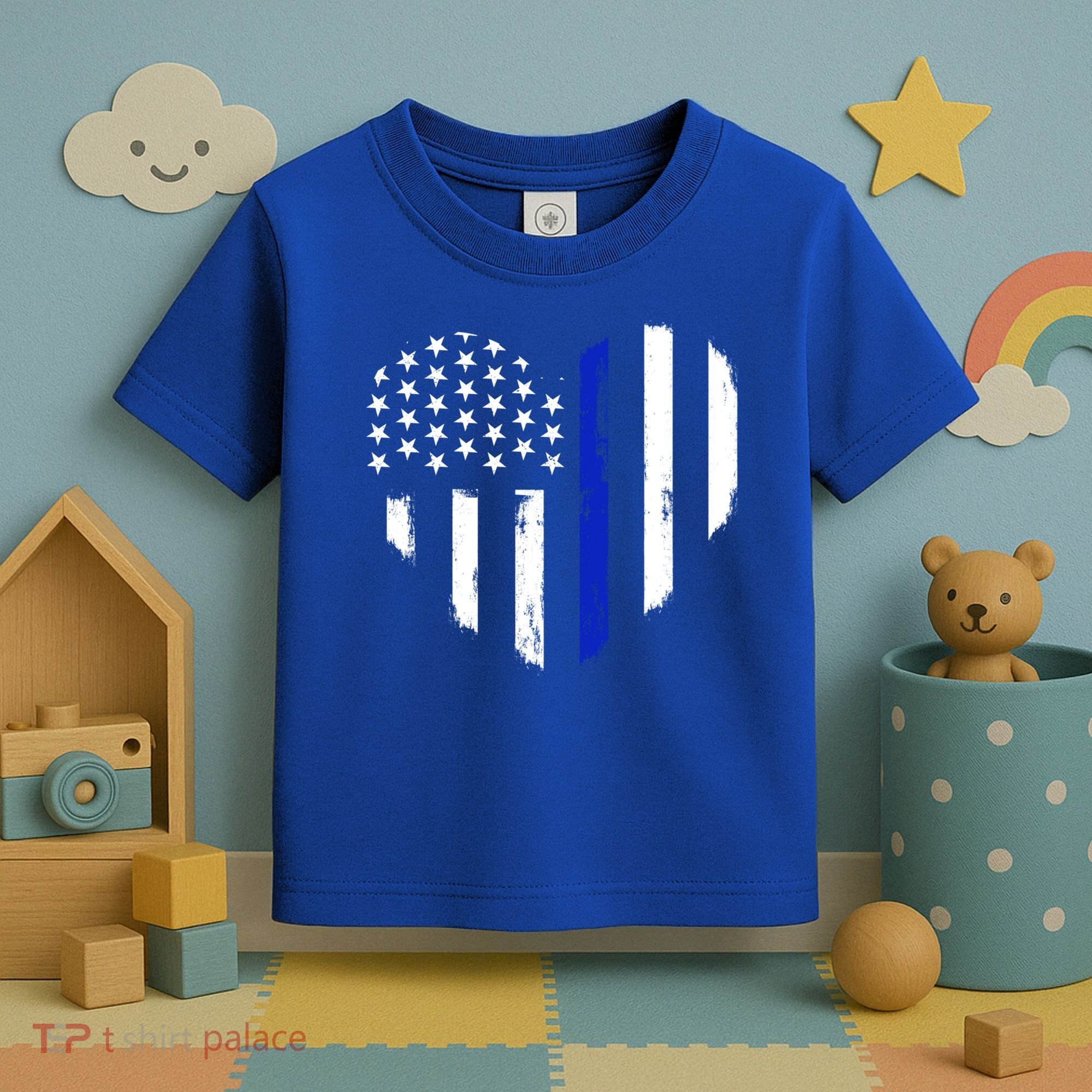 Thin Blue Line Heart Flag Police Officer Support Gift Toddler T-Shirt