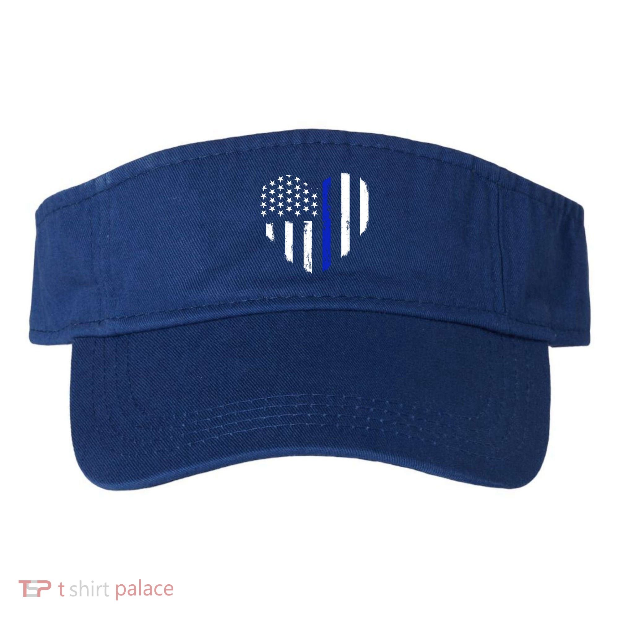 Thin Blue Line Heart Flag Police Officer Support Gift Visor