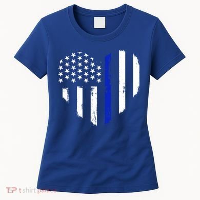 Thin Blue Line Heart Flag Police Officer Support Gift Women's T-Shirt