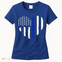Thin Blue Line Heart Flag Police Officer Support Gift Women's T-Shirt thumb 0