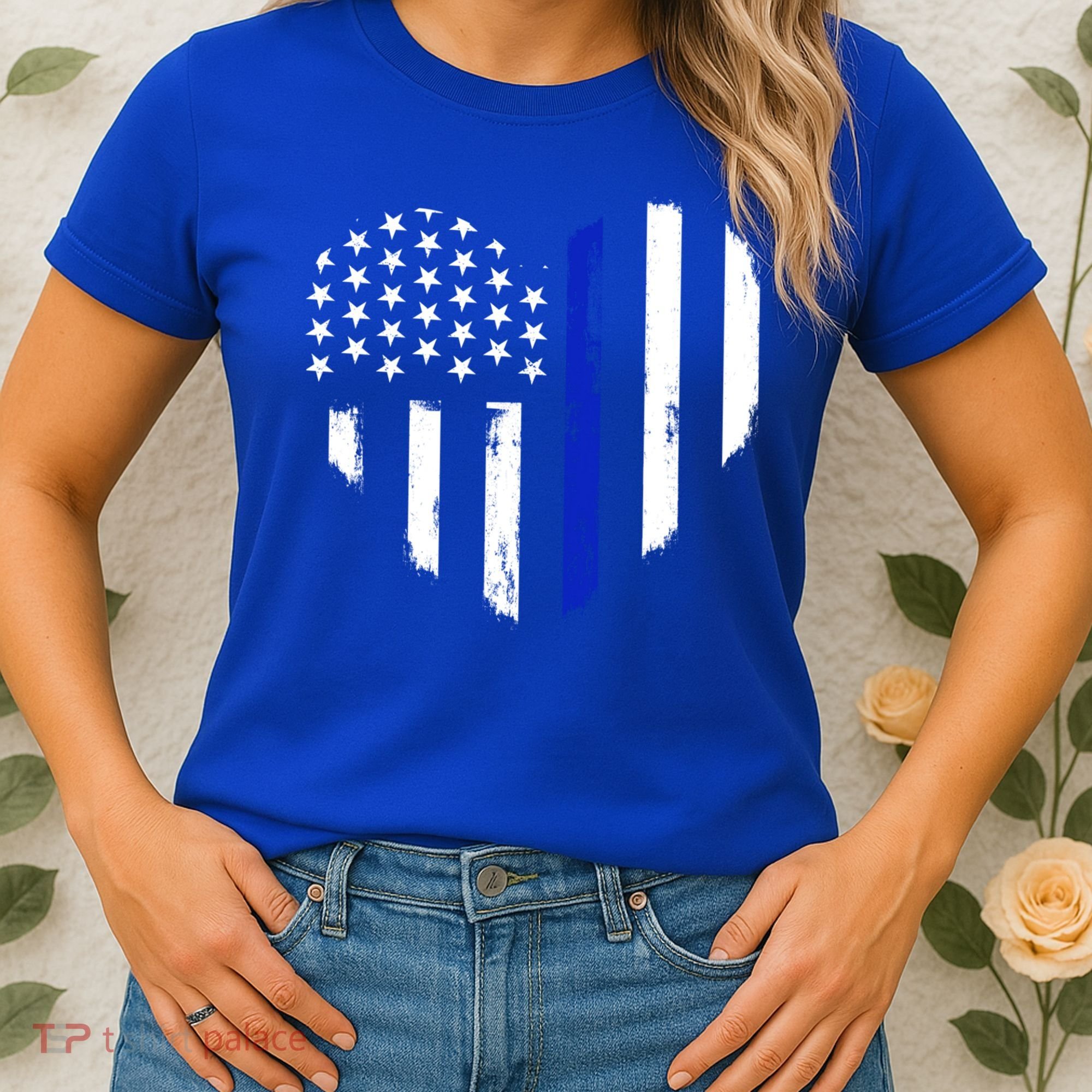 Thin Blue Line Heart Flag Police Officer Support Gift Women's T-Shirt